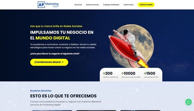 Captura de pantalla del sitio web AP Marketing Digital