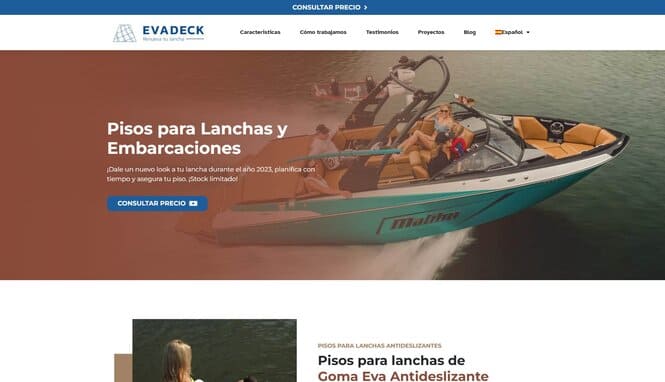 Captura de pantalla del sitio web Deckeva