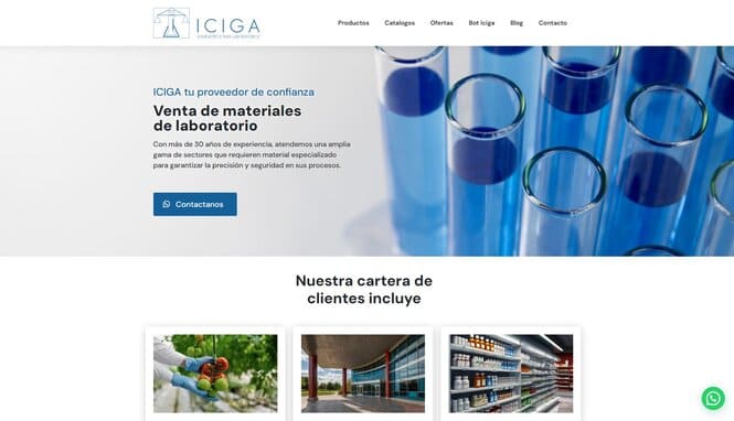 Captura de pantalla del sitio web Iciga