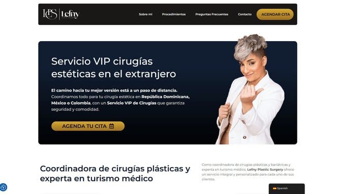 Captura de pantalla del sitio web Lefny Plastic Surgery