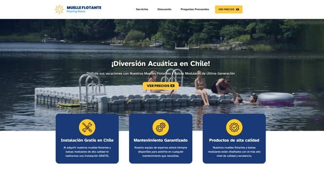 Captura de pantalla del sitio web Muelle Flotante