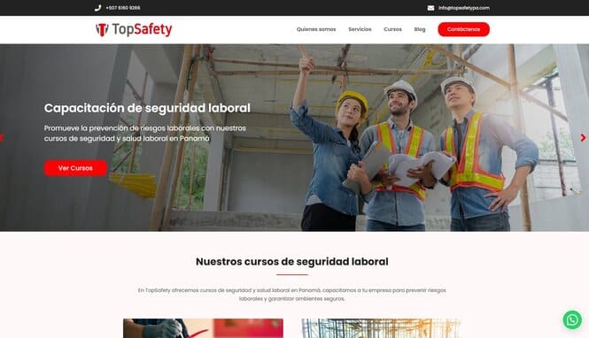 Captura de pantalla del sitio web TopSafety