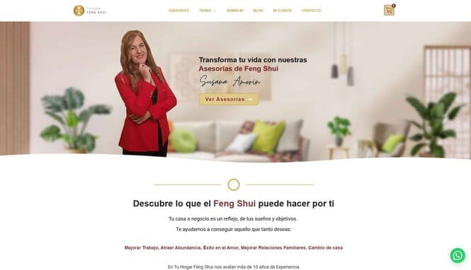 Captura de pantalla del sitio web Tu Hogar Feng Shui
